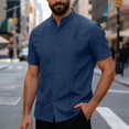 thumbnail image 2 of Men’s Short Sleeve Cotton Linen Shirt Summer Beach Casual Top, 2 of 9