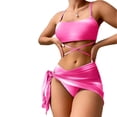 thumbnail image 2 of Pink Season 1 Set Bikini Top Breathable High Waist Padded Wire Free Non-irritation Decorative Polyester Women Sexy Split Three-Pieces Bikini Swimwear Set for Women, 2 of 8