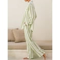 thumbnail image 2 of Women's Pajama Set Long Sleeve Button Down Shirt Wide Leg Pants Sleepwear 2-Piece Striped Lounge Pj Set, 2 of 6