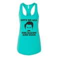 thumbnail image 2 of Wild Bobby, Parks and Recreations Give Me All The Bacon and Eggs Pop Ladies Racerback Tank Top, Tahiti Blue, X-Large, 2 of 3