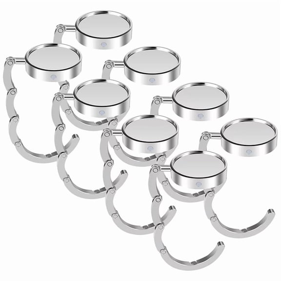 8pcs Folding Bag Hanger Rack Portable Alloy Handbag Table Hook Non-Slip Multipurpose Purse Key Holder for Storage