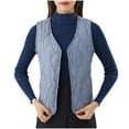 thumbnail image 1 of Mevxay Gilet Matelassé Grande Taille pour Femmes, Hiver, Chaud, Sans Manches, Veste Doublée en Molleton, Douillet, Col en V, Gilet Matelassé avec Poche, Bleu, G, 1 of 4