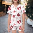 thumbnail image 4 of RUTAYY Girls Christmas Pajama Set Snowflake Letter Print Short Sleeve 2 Piece Set Children Sleepwear, Watermelon Red, 4 of 4