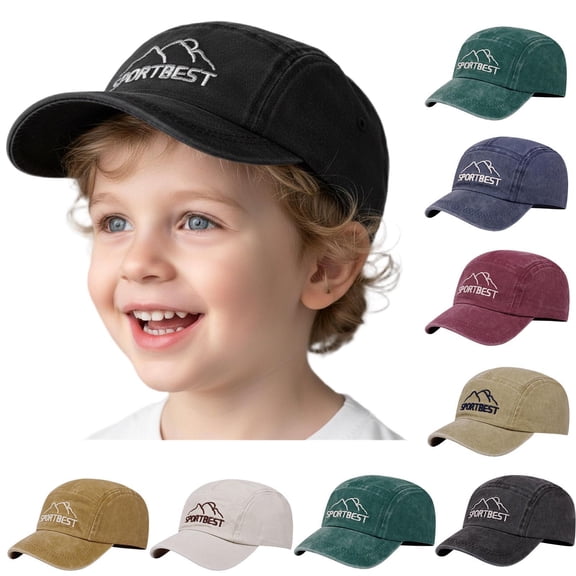 Spazoro Toddler Boys Girls Baseball Cap, Sport Breathable Perforated Adjustable Washed Cotton Hat for Summer Protection Black