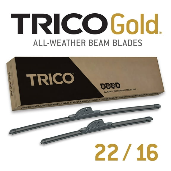 TRICO Gold 2 Pack All Weather Automotive Replacement Wiper Blades 22 and 16 Inch (18-2216)