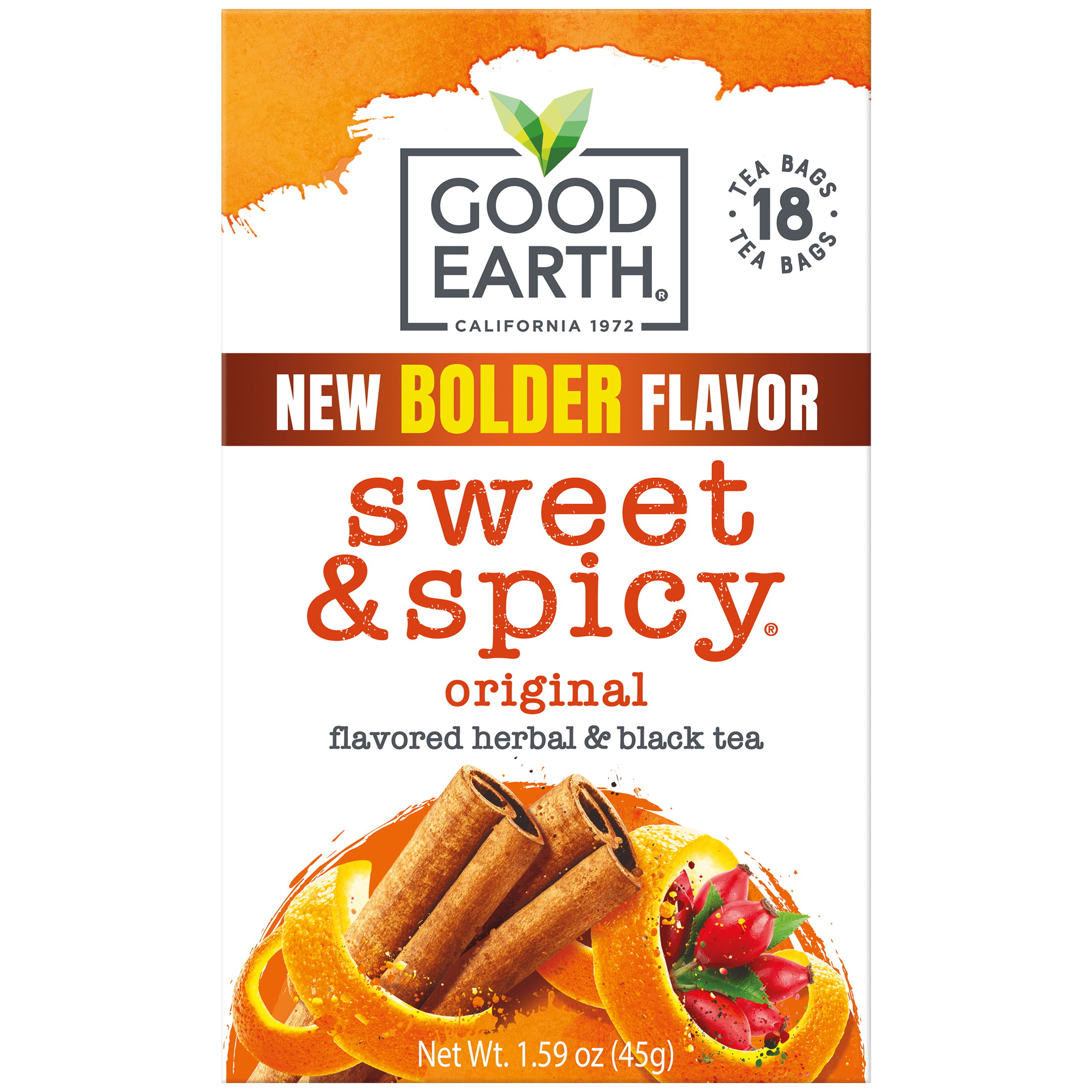(3 pack) Good Earth, Sweet & Spicy, Herbal Black Tea, Tea Bags, 18 Count