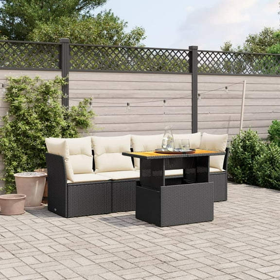vidaXL Garden Sofa Set Black and Cream