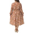 thumbnail image 4 of DARING DIVA Women's Plus Size Elegant Boho Floral Notch V Neck A Line Dress 4X Rust Red, 4 of 6