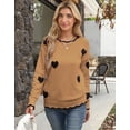 thumbnail image 5 of Cogild Sweaters for Women Heart Knit Sweater, Scalloped Crew Neck Long Sleeve Casual Pullover, 5 of 12