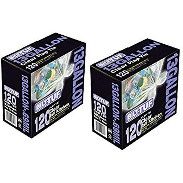 Clear Trash Bags Tall Kitchen 13 Gallon Flap Tie 120 Count Garbage Bags