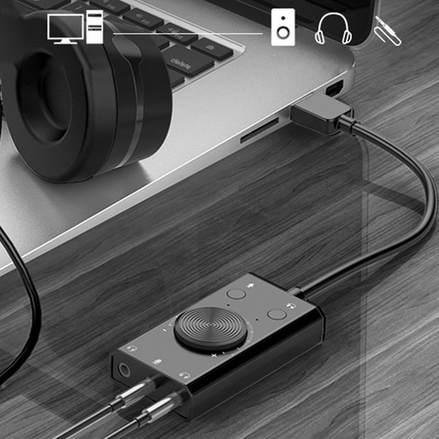 stanreset Portable USB External Sound Card Two-in-One 3-Port Output Adapter