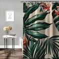 thumbnail image 2 of Orinice Jungle Green Bathroom Shower Curtain Set, Tropical Beach Flower Bird Paradise Leaf Bathroom Set 69x72, 2 of 7