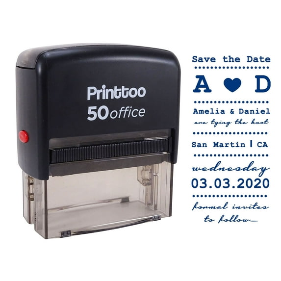Printtoo Personalized Blue Self Inking Tying The Knot Favor Stamp Custom Save The Date Rubber Stamper-68 x 30 mm