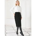 thumbnail image 2 of DARING DIVA Women's Pencil Skirt High Waist Button Decor Midi Skirts 2XL Black, 2 of 6