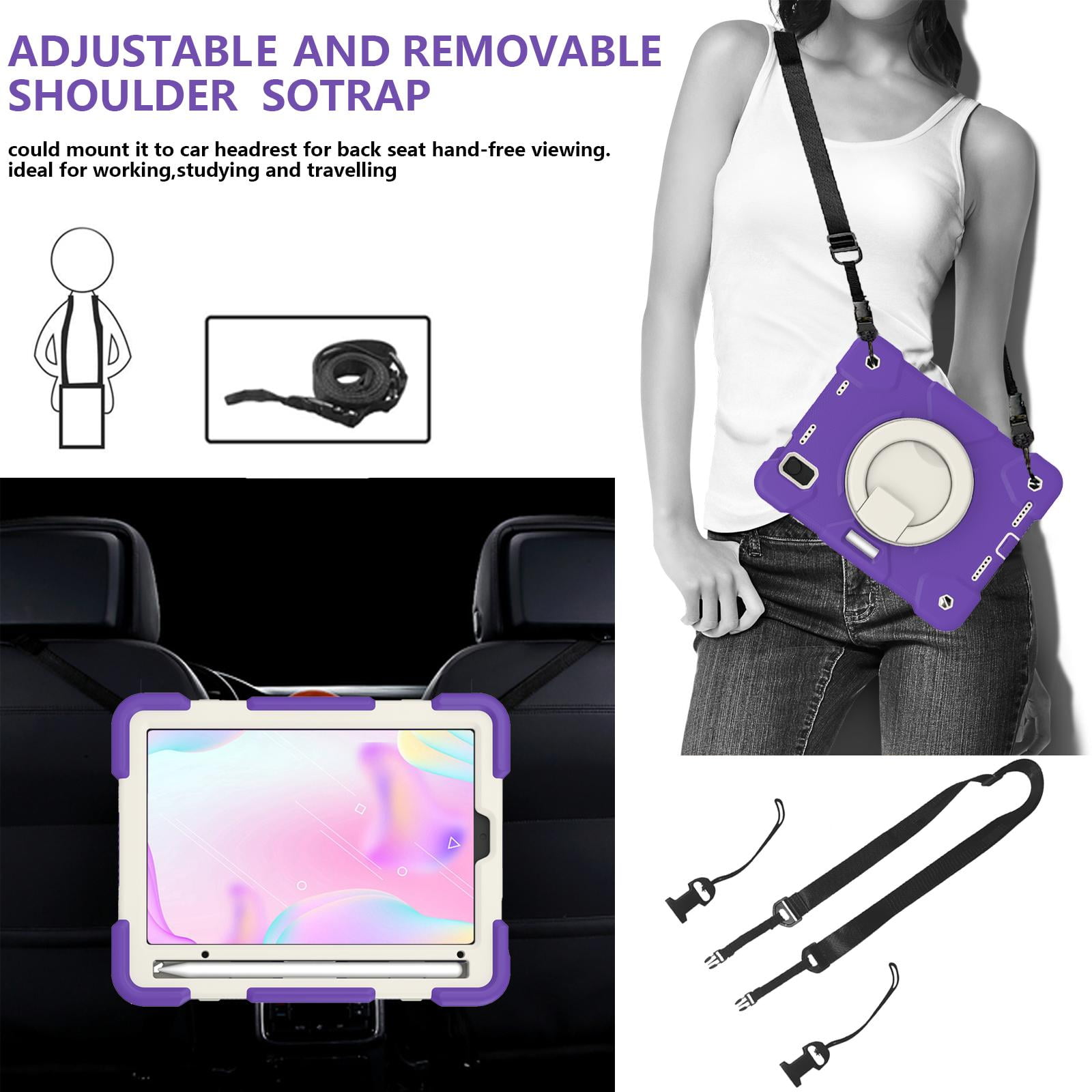 TECH CIRCLE Kids Case for Apple iPad mini 6th Gen 8.3-inch 2021 - Rugged Protective Handle Kickstand Shockproof Hybrid TPU PC Cover Shoulder Strap Pencil Holder Case for Apple iPad mini 6-Purple