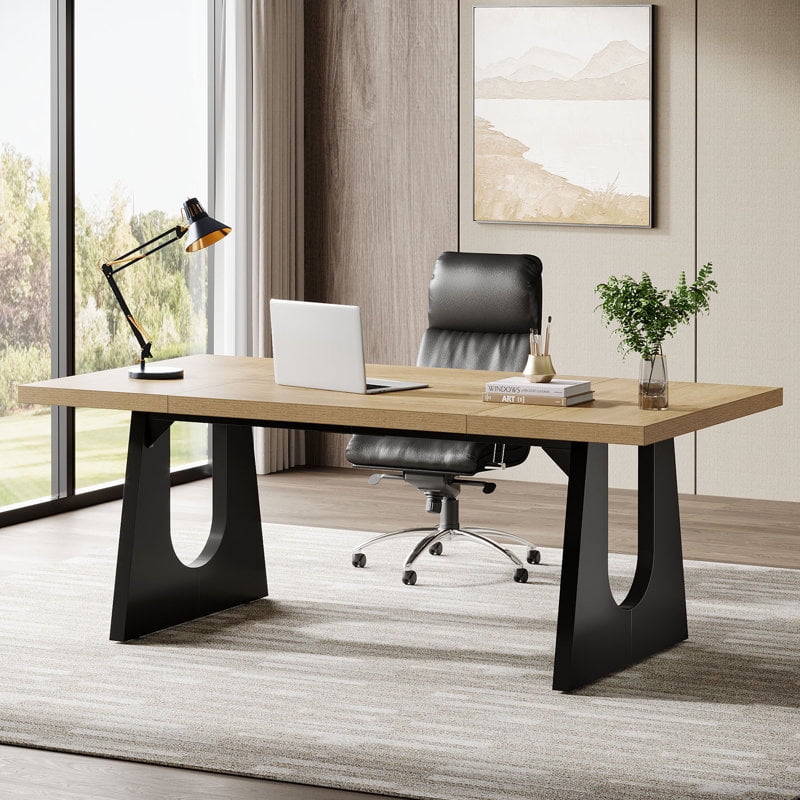Tribesigns Modern Executive Desk, 70.9-Inch Large Computer Office Desk for Home Office, Brown