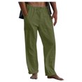 thumbnail image 2 of Men's Fashion Solid Color Slim Loose Casual Pants, Waist with Pockets Trousers for Streetwear and Daily Outings,Army Green,L, 2 of 7