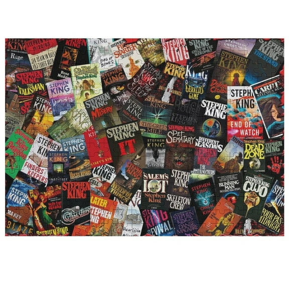 300 PCS Jigsaw Puzzle Stephen King Book Cover Collage Wooden Puzzle Challenging Game Fun Artwork For Family Friends Gifts
