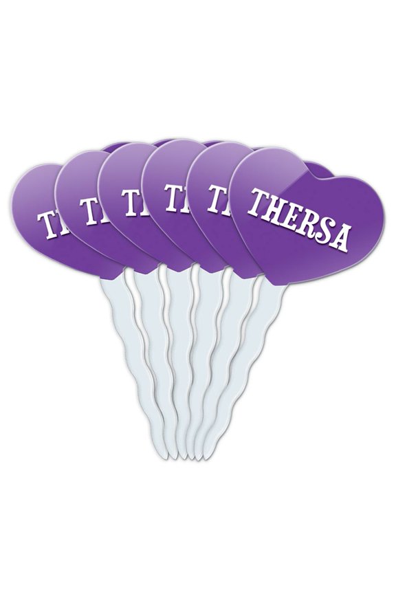 Thersa Heart Love Cupcake Picks Toppers - Set of 6