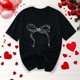 thumbnail image 5 of Primavera Top Mujeres Moda Casual Nueva Cinta de Arco Impresa Cuello Redondo Camiseta de Manga Corta, Camiseta de Cuello Tripulado, 5 of 8