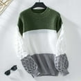 thumbnail image 2 of Annhoo Sweaters for Women Casual Long Sleeve Crewneck Knitted Tops Fall Winter Color Block Pullover Shirts, 2 of 8