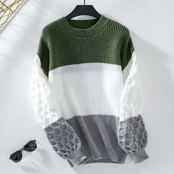 Itsame Loose Sweater for Womens Long Sleeve Pullover Sweaters Crew Neck Relaxed Sweatertop Green Size XL