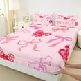 thumbnail image 3 of Manfei Polka Dot Bowknot Full Sheet Set (4-Piece) Pink Kawaii Bowtie Decor For Girls Kids, 3 of 7