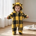 thumbnail image 6 of Gamivast Romper Jumpsuit Baby Fleece Plaid Sherpa Winter Snowsuit Toddler Warm Hooded Outerwear with Cute Bear Ears Full Zip Outfit for Infant, 6 of 6