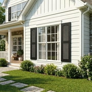 Demi Bonn Exterior Window Shutters - Indoor & Outdoor Use, Weather-Resistant Polypropylene, Easy DIY Install & Minimal Upkeep - Louver Shutters for Windows Outside, Vinyl, Brick, 14W*51 H, Black