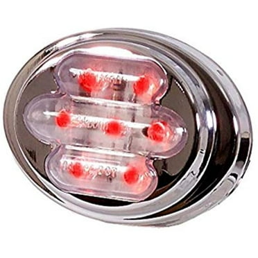 Maxxima M36180RCL Red LED Clear Lens Mini Oval Clearance Marker Light with Stainless Steel Bezel