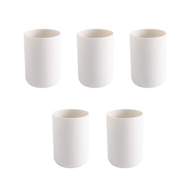 EeaseMX Taza de cepillo de dientes de baño de 5 piezas Copa de diente de color sólido Parejas Copas de cepillado de dientes simples para baño blanco