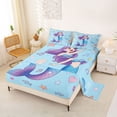 thumbnail image 2 of Feelyou Fairy Sea Mermaid Princess Bed Sheets for Kids Boys Girls, Music Note Starfish King Sheets, Blue, 4pcs, 2 of 5