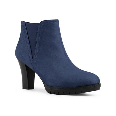 

Allegra K Women s Round Toe Chunky Heels Chelsea Ankle Boots