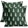 thumbnail image 1 of Christmas Trees Throw Pillow Covers 18x18 Inch Set of 2, Vintage Xmas Tree Red Snowflakes Decorative Pillowcases Soft Square Cushion Case for Sofa Couch Winter Holiday Home Decor, 1 of 5