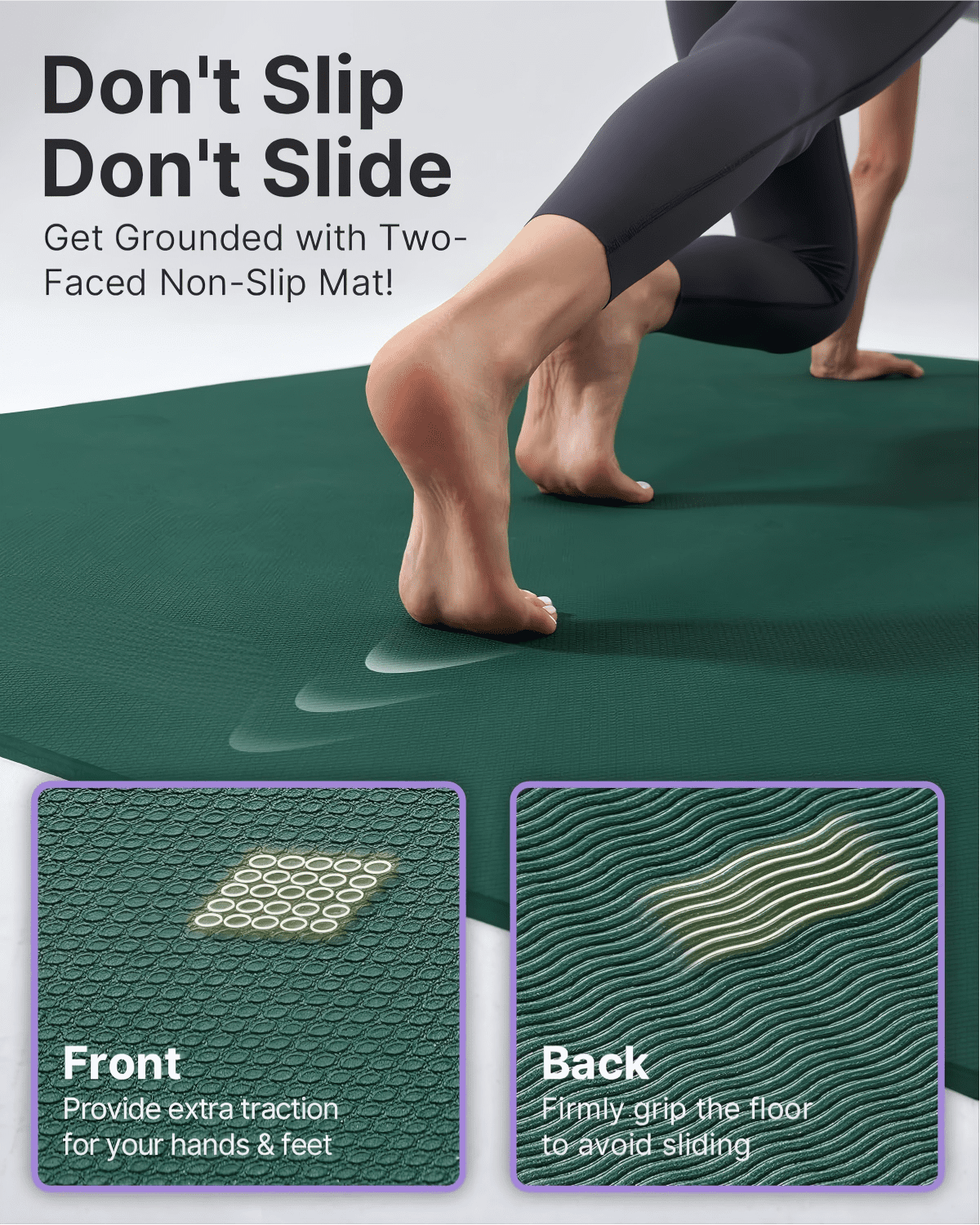 Large Yoga Mat (75 * 52 * 1/2inch),Extra Wide TPE Exercise Mat,Non-Slip Workout Mat for Pilates, Fitness, Barefoot, Home Gym Studio with Strap and Towel