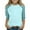 Sky Blue #038, variant on Raglan 3/4 Sleeve Shirts for Girls Crew Neck Loose Fit Tops Plaid Print Summer Casual T-Shirts Black 150