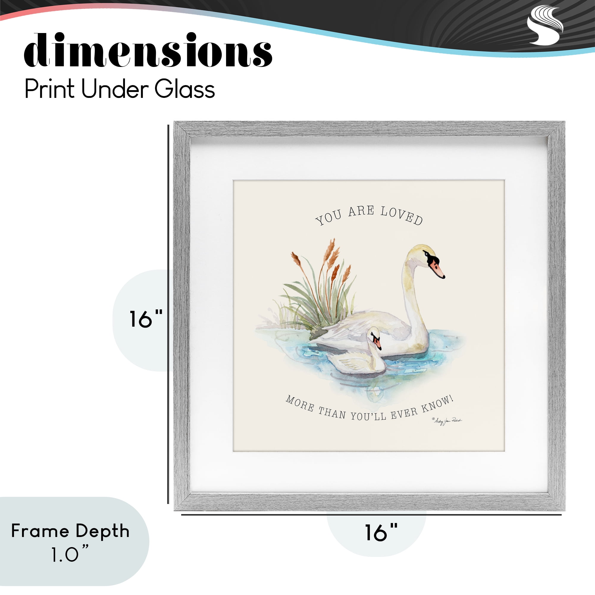 Stupell Industries More Than You Know Swans Gray Framed Print Under Glass, design by Audrey Jeanne Roberts