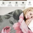 thumbnail image 3 of JEUXUS Floral Throw Blankets: Soft Plush Grey White Pink Rose Floral Accent for Sofa Couch Chair Bed or Dorm, 3 of 6