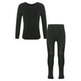 thumbnail image 3 of Sholeno Kids Girls Boys Thermal Underwear Long John Set Long Sleeve Tops with Pantyhose Legging Base Type C Black M, 3 of 8