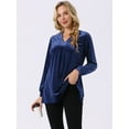 thumbnail image 4 of DARING DIVA Women's Velvet V Neck Long Sleeves Casual  Blouses S Dark Blue, 4 of 8