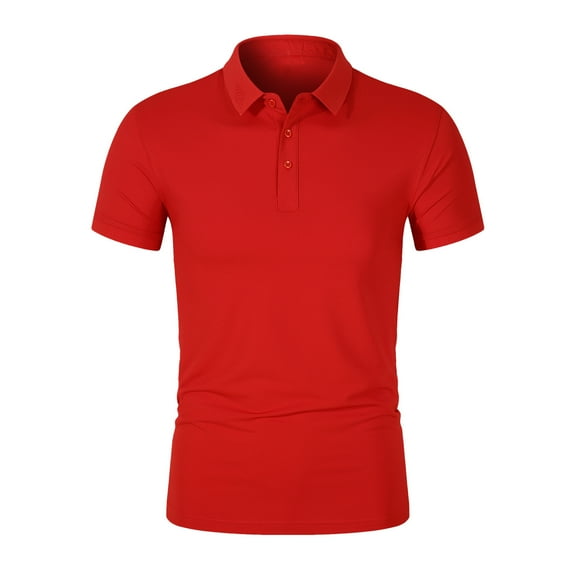 Fnnxeal Mens Slim Fit Performance Polo Shirt Quick Dry Moisture Wicking Solid Red 4XL Big and Tall Short Sleeve Golf Work Business Casual Uniform,Size 2XL