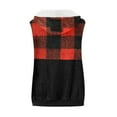 thumbnail image 4 of Oksale Womens Plus Size Plaid Vest Fleece Vests Warm Fluffy Zip Up Hooded Jackets with Pockets Sleeveless Jacket Soft Comfy Fuzzy Coat Mid Length Waistcoat 2025 Red S, 4 of 5