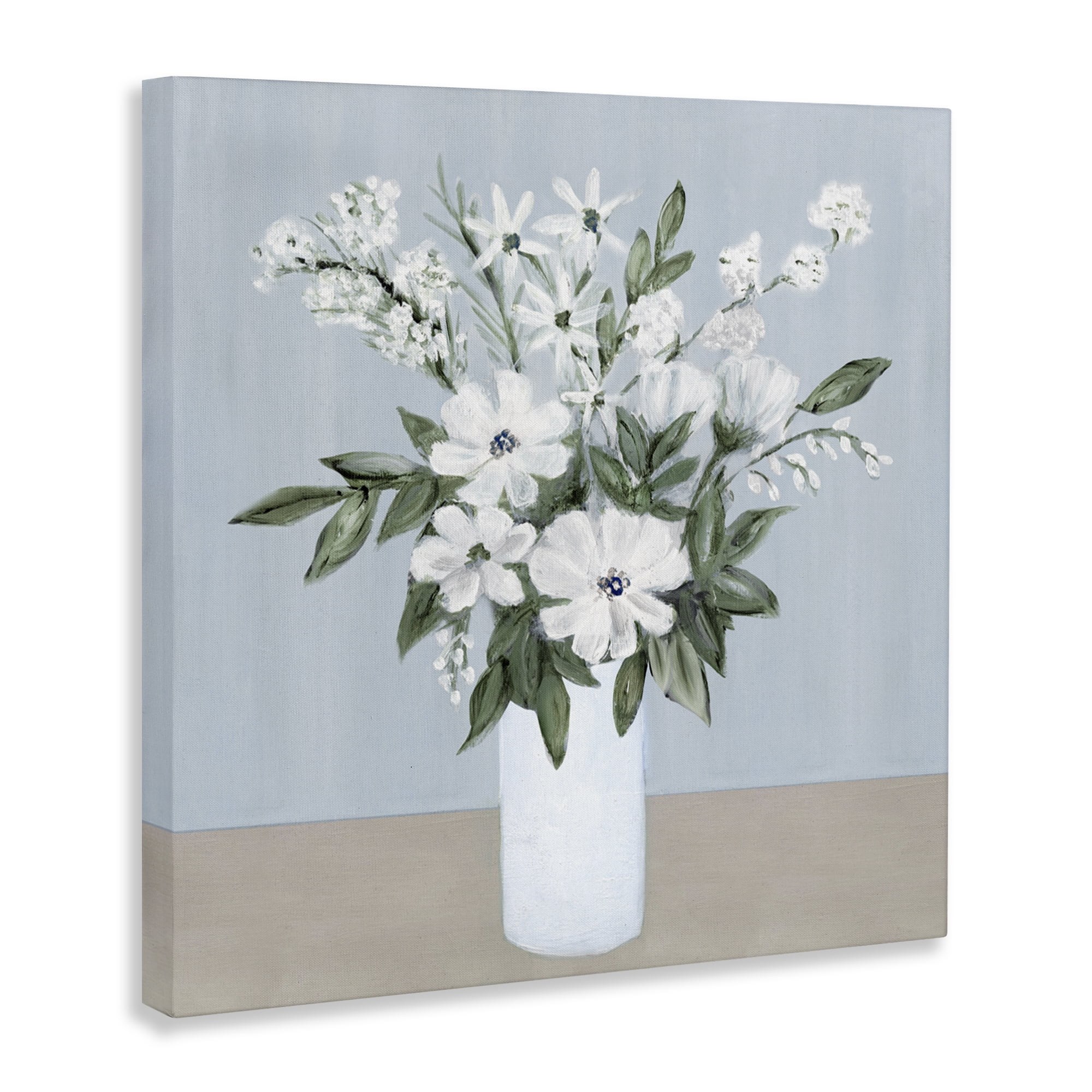 Stupell Industries Mixed White Blooms on Blue Canvas Wall Art, design by Marilyn Dunlap
