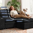 thumbnail image 2 of Villeston 129" U-Shaped Cloud Sofa With Chaise Lounge, Chenille Sofa With Wireless Charging, Bluetooth Speaker, Two Cup Holders, Storage Drawer, Suitable For Living Room,Black, 2 of 8