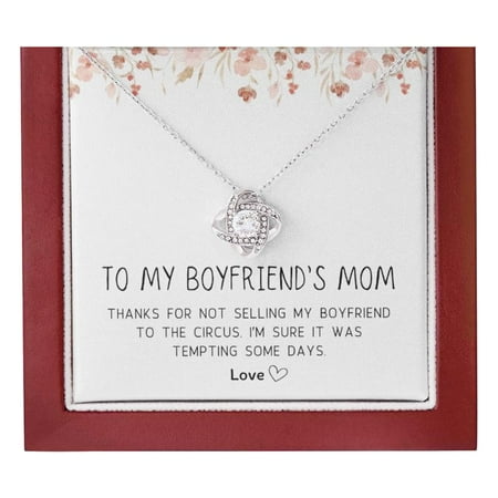 To My Boyfriends Mom Necklace, Mothers Day Boyfriends Mom From Girlfriend, Mother In Law, Mother'S Day Necklace, Best Birthday Present , Fun Circus #1387, White Love Knot Necklace