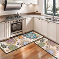thumbnail image 3 of Kitchen Rugs Sets Of 2,Pioneer Flower Floral Print Pattern Anti Fatigue Kitchen Mat Rugs Non Slip Washable,Decorative Kitchen Floor Mats for Kitchen,Sink,Laundry,17"x47"+17"x47", 3 of 5