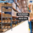 thumbnail image 3 of Estante Organizador ADF Estantería Anaquel Metálico Ajustable Rack con 5 Repisas 190x84x60 cm Multiusos Color Gris calibre 24, 3 of 8