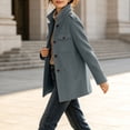 thumbnail image 6 of Jovrlynd Womens Coats Wool Stand Collar Button Winter Mid Length Warm Jackets with Pockets, S-3XL, 6 of 9
