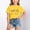 Yellow, variant on Girls Soft Summer Roundneck Tee For Kids With Print Comfort Fit Top For Everyday Wear Breathable Blend Shirt For Girls(Yellow,12-14 Years)
