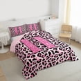 thumbnail image 3 of Manfei Girls Pink Leopard Print Queen Comforter Set 3 Pieces, Glitter Personalized Letter H Bedding Sets, Cheetah Print Monogrammed Bedding Comforter Set, Ultra Soft Home Decor, 3 of 8